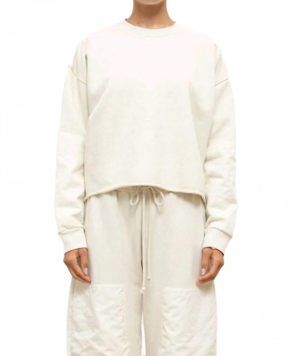 NEW LESET jamie patch crewneck pullover sweater in chalk